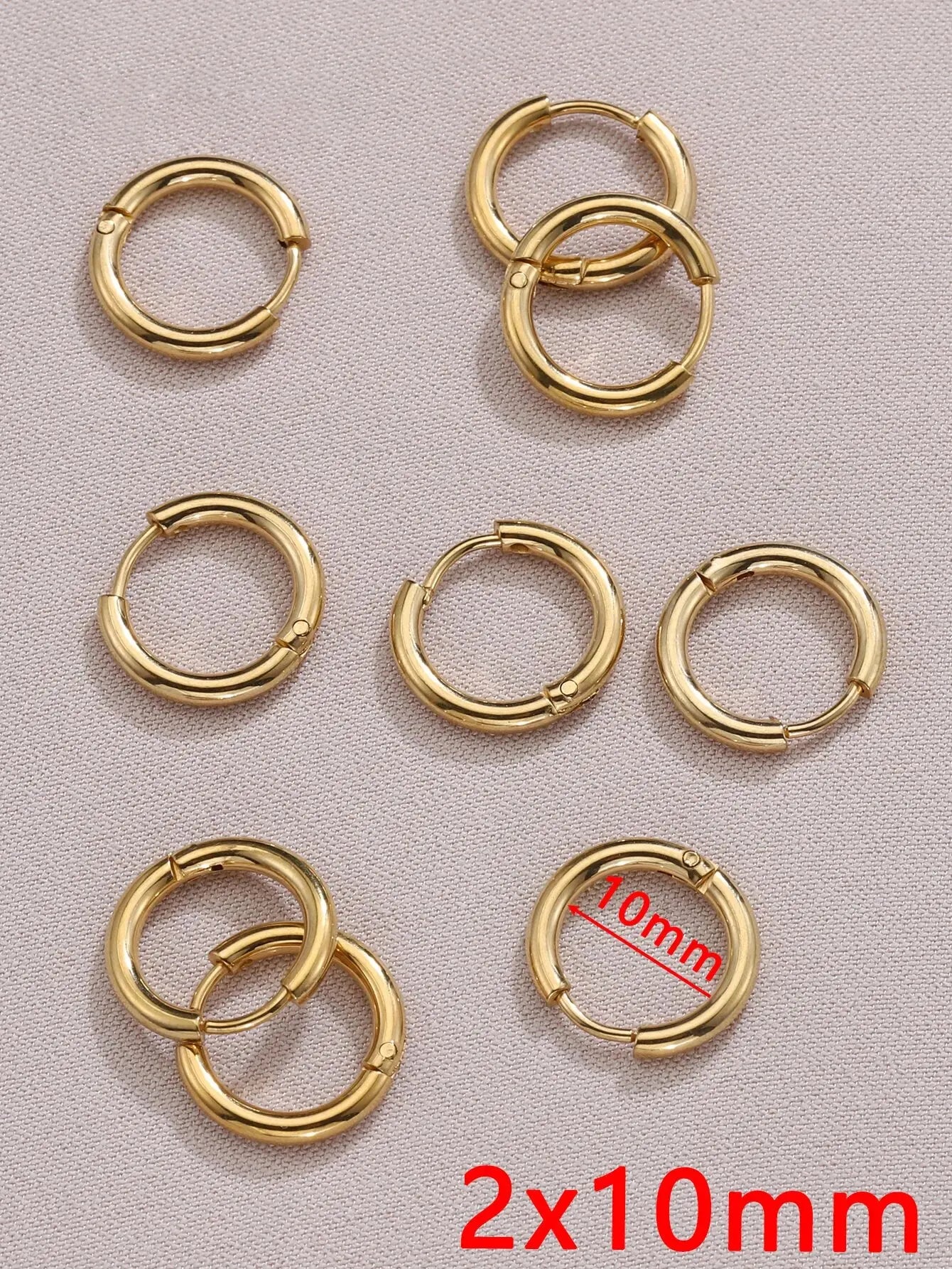 Gold Stainless Steel Hoop Earrings Set – Unisex Punk Hip-Hop Jewelry