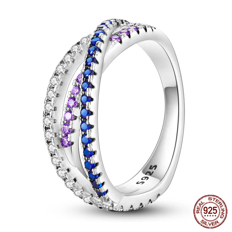 Star Moon Colorful Zircon 925 Silver Ring