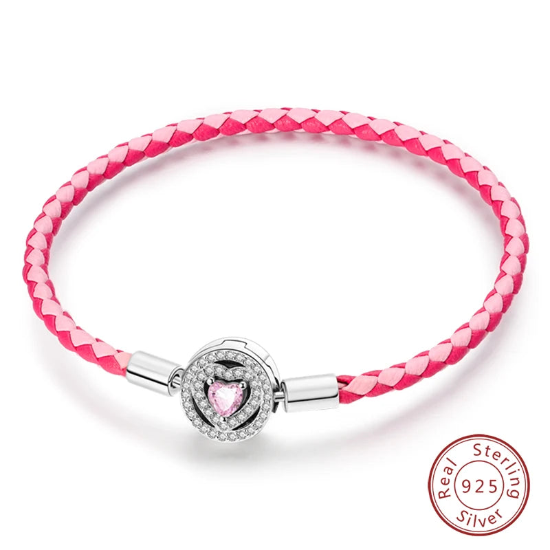 925 Silver Snake Chain Heart Lock Bracelet