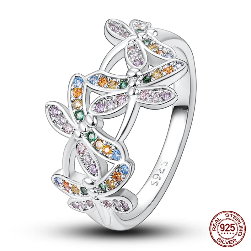 Star Moon Colorful Zircon 925 Silver Ring