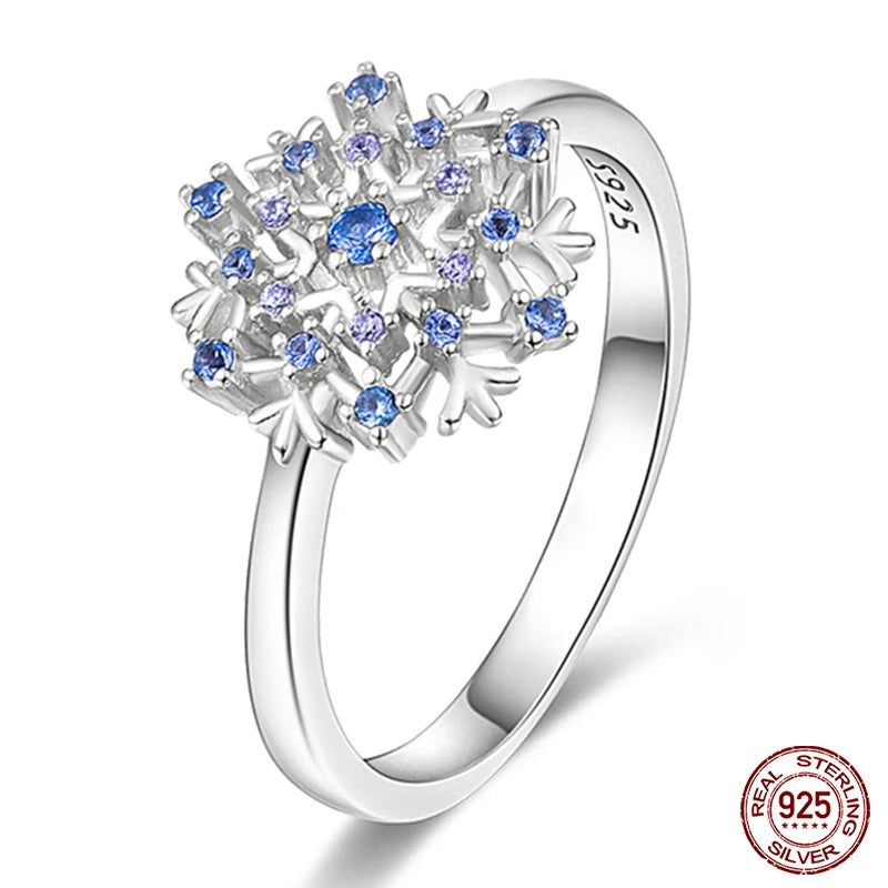 Romantic Pink Heart Snowflake 925 Ring