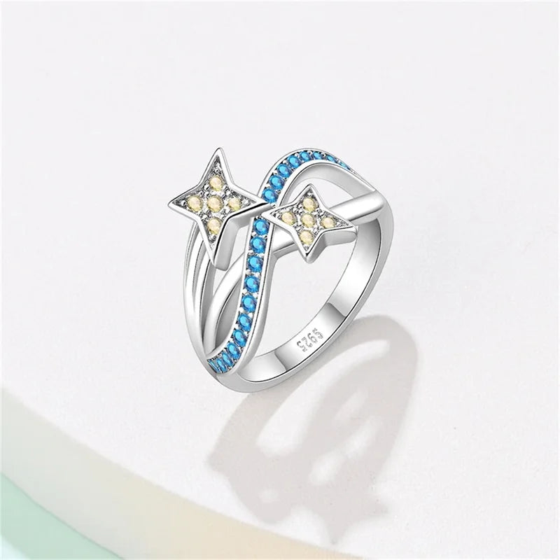 Romantic Pink Heart Snowflake 925 Ring
