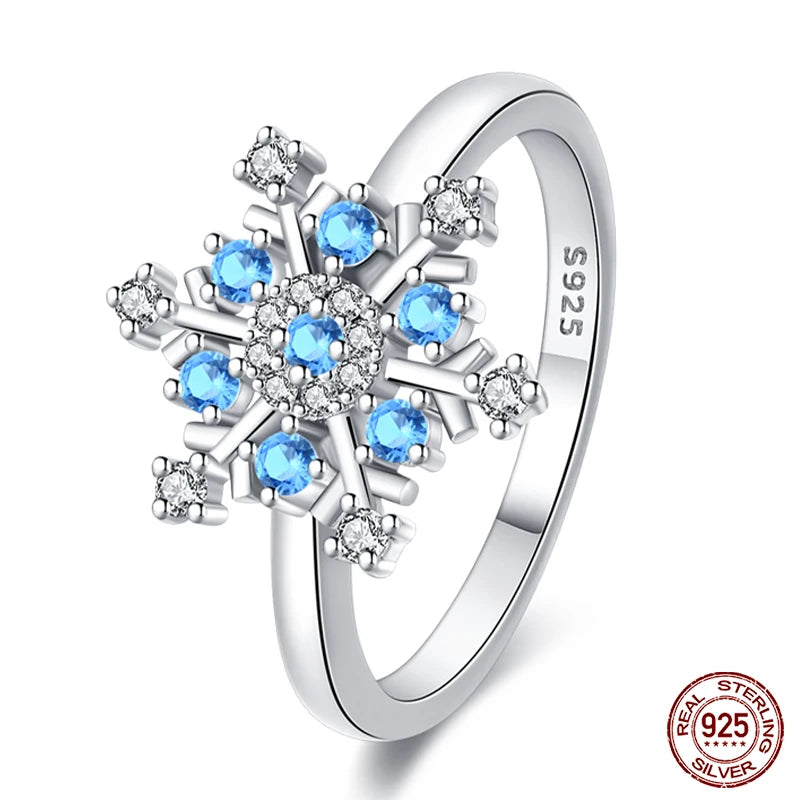 Romantic Pink Heart Snowflake 925 Ring