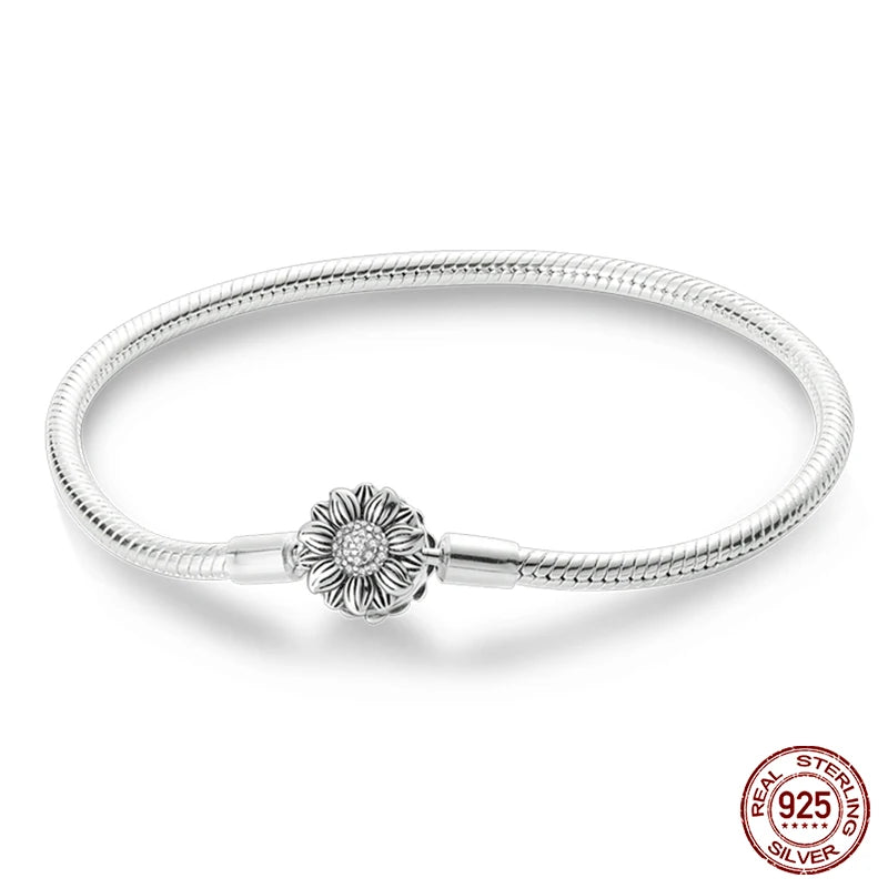 Star Moon Sun Clover 925 Silver Bracelet