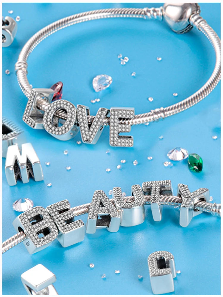 Alphabet Silver Charms Bracelet Beads