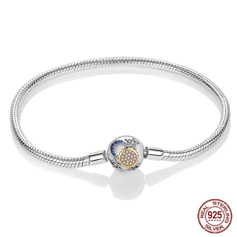 Star Moon Sun Clover 925 Silver Bracelet