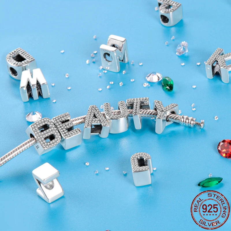 Alphabet Silver Charms Bracelet Beads