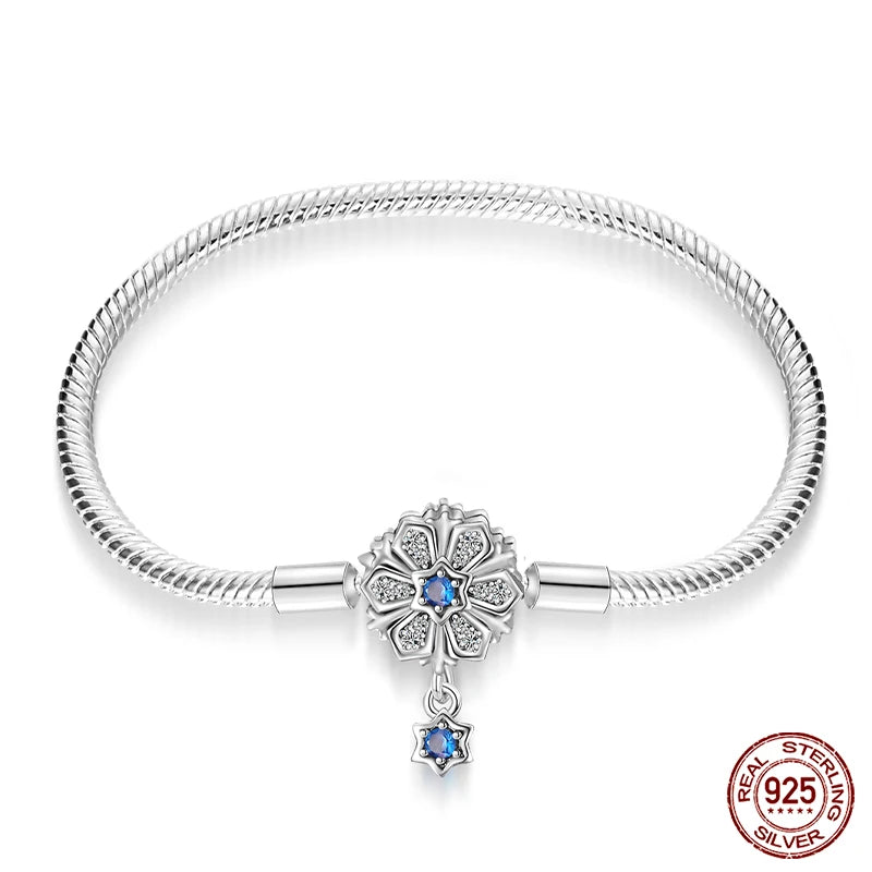 925 Silver Snake Chain Heart Lock Bracelet