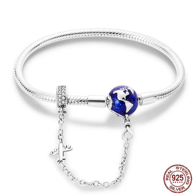 Star Moon Sun Clover 925 Silver Bracelet