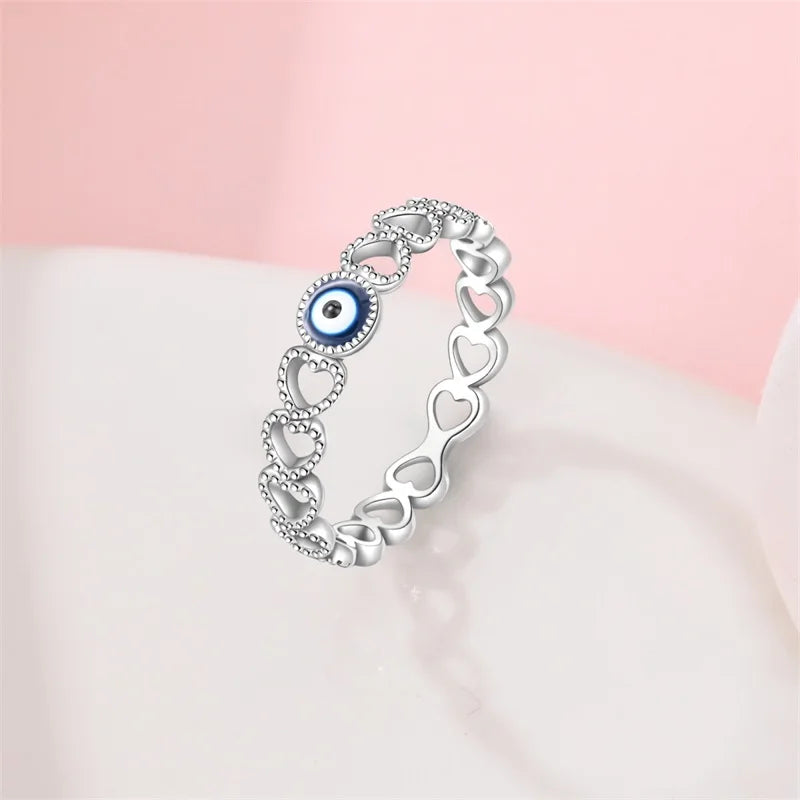 Romantic Pink Heart Snowflake 925 Ring