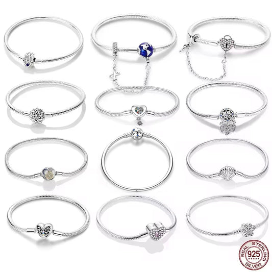 Star Moon Sun Clover 925 Silver Bracelet