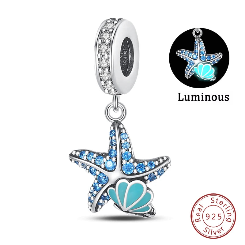Blue Zircon Owl & Sea Animal Silver Charms
