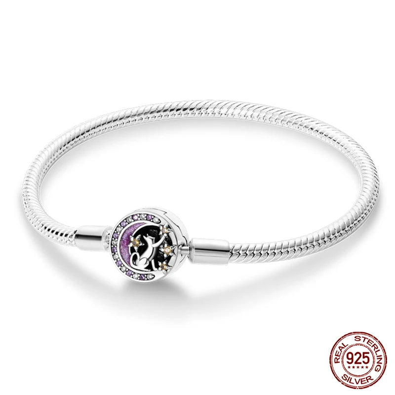 Star Moon Sun Clover 925 Silver Bracelet