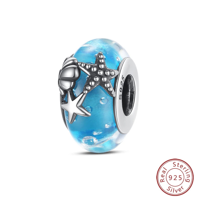 Blue Zircon Owl & Sea Animal Silver Charms