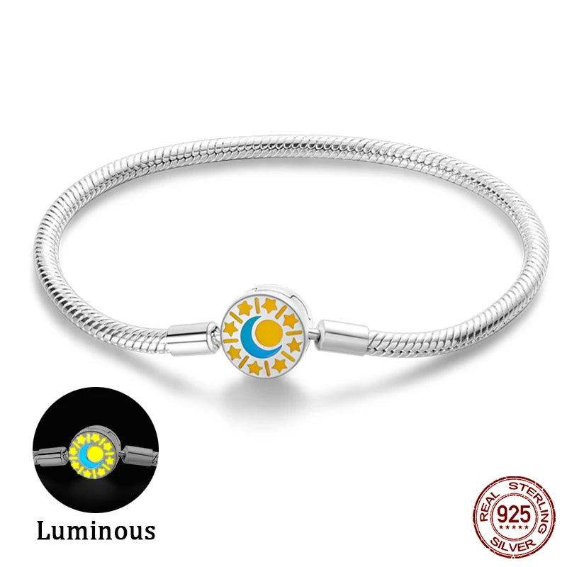 Star Moon Sun Clover 925 Silver Bracelet